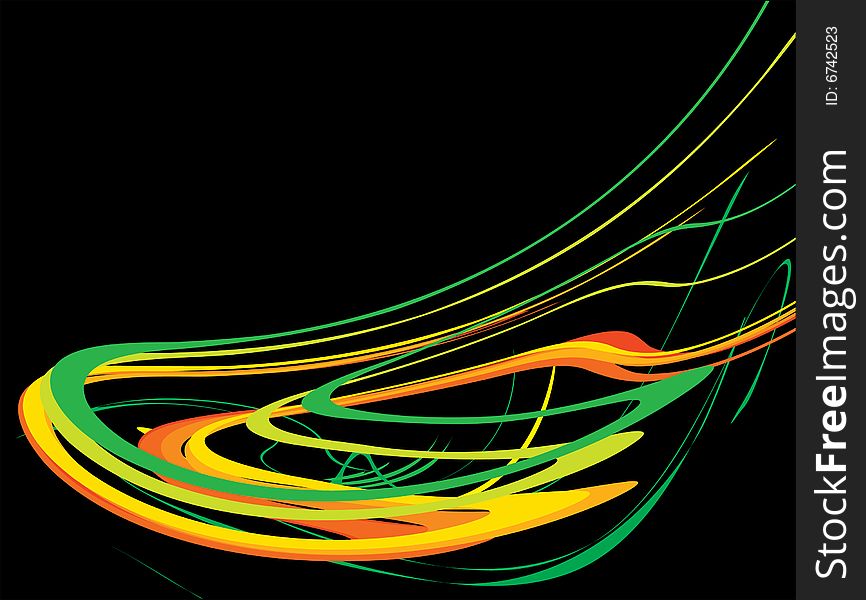 Wave from colour strips on a black background 1. Vector. Wave from colour strips on a black background 1. Vector