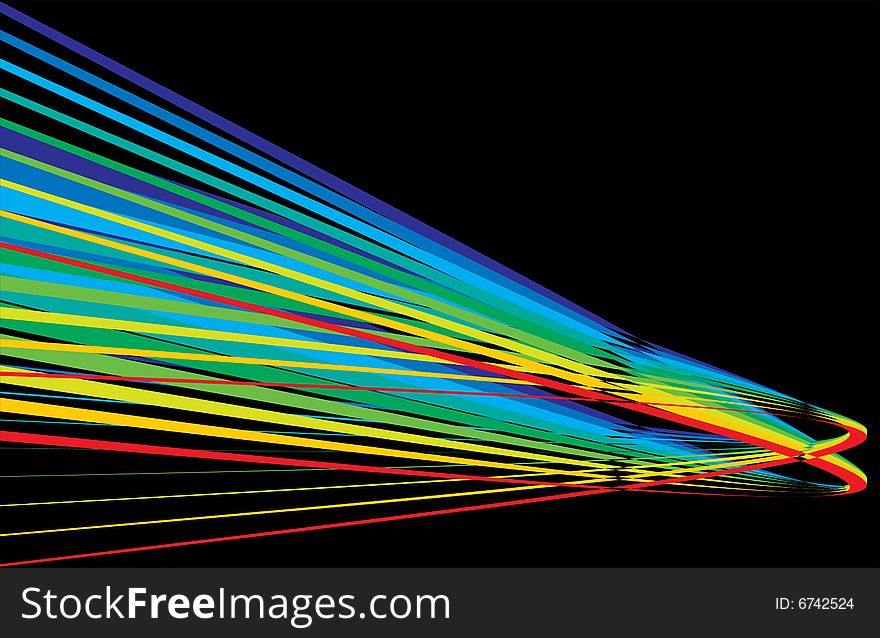 Bright raibow on a black background. Vector