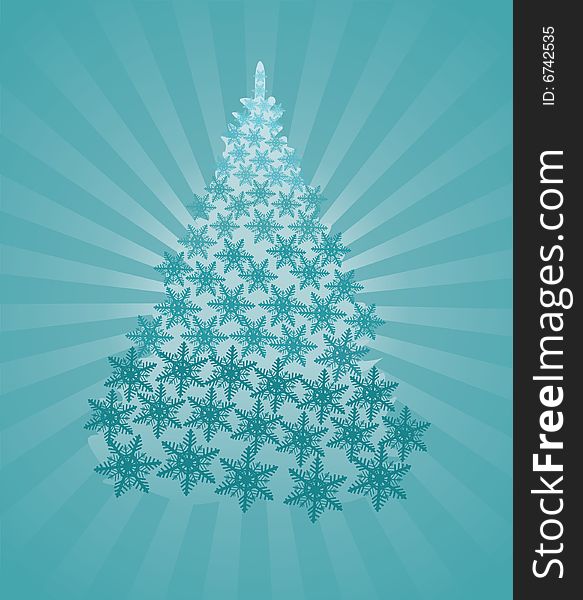 Fantastic fur-tree in crystal snowflakes. Vector. Fantastic fur-tree in crystal snowflakes. Vector