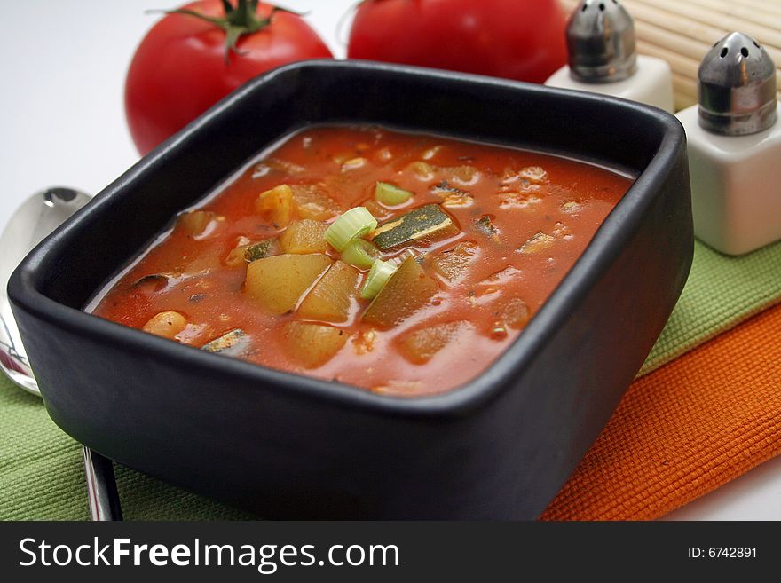 A fresh soup of tomatoes with some spices