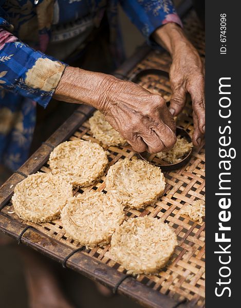 Traditional way of making rice cookies. Traditional way of making rice cookies