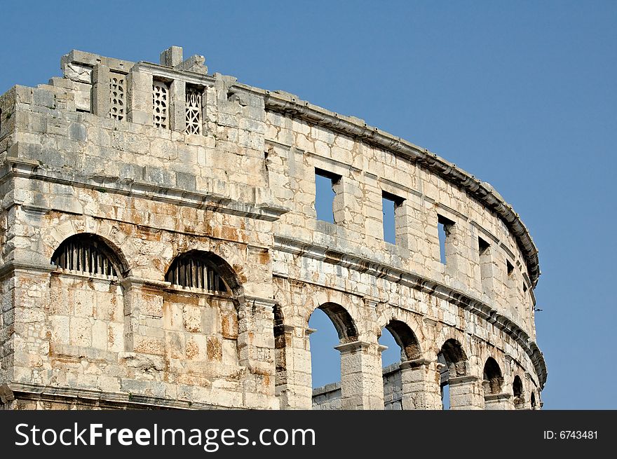 Fragment of ancient Roman amphitheater in Pula. Fragment of ancient Roman amphitheater in Pula