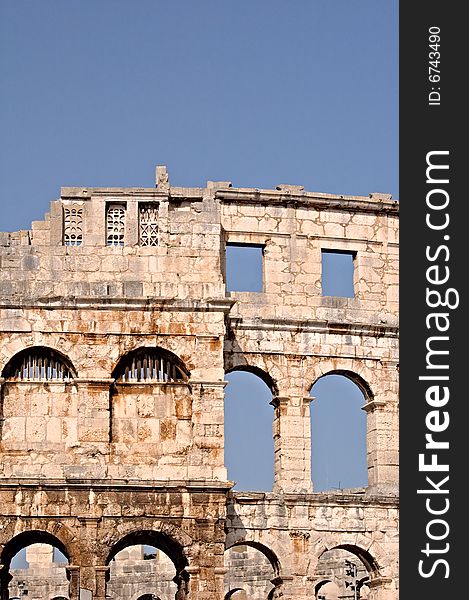 Fragment of ancient Roman amphitheater in Pula. Fragment of ancient Roman amphitheater in Pula