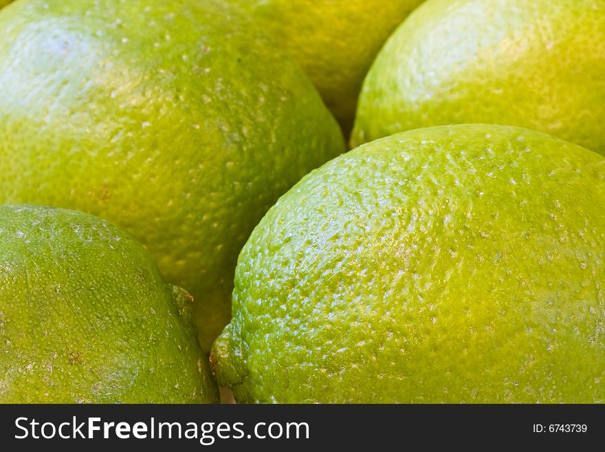 A bunch of limes shot close up