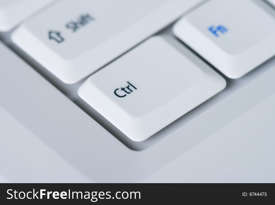 White keyboard of laptop, buttons