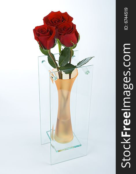 Roses of love in design vase. Roses of love in design vase