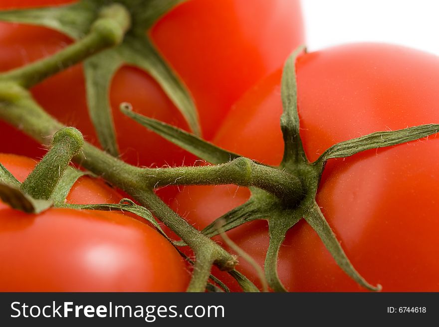 Close-up of ripe tomatoes isolated