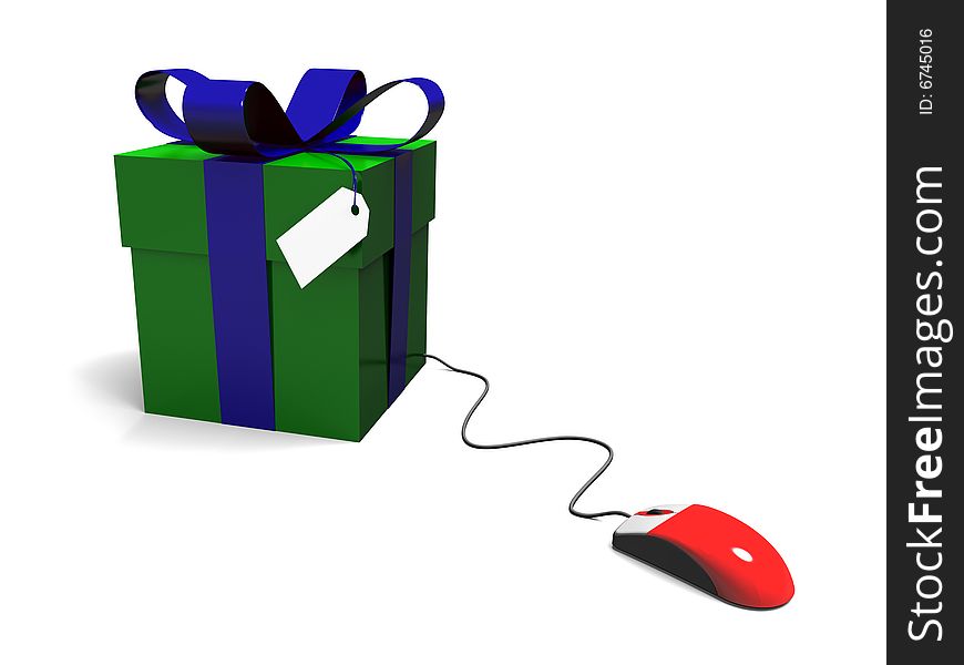 Computer generated gift box with mouse. Online shopping concept. XL. Computer generated gift box with mouse. Online shopping concept. XL