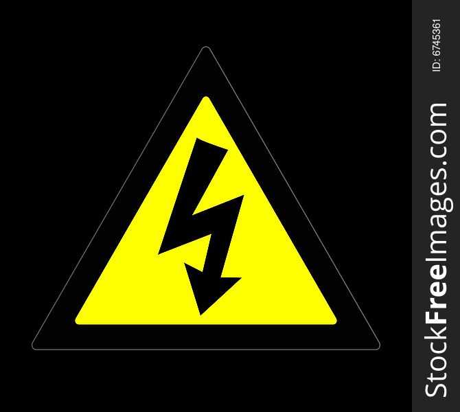 Danger high voltage sign yellow and black