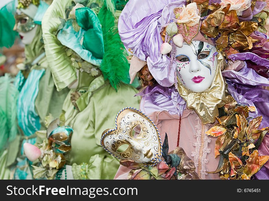 Colorful costumes at the Venice Carnival. Colorful costumes at the Venice Carnival