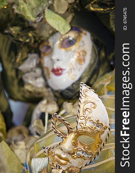 Focus on the mask at the Venice Carnival. Focus on the mask at the Venice Carnival