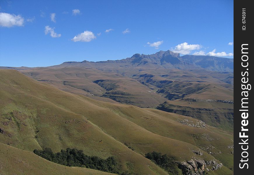 A photo taken of the Giants Castle range from the Highmoor Camp of the Drakensberg world heritage site. A photo taken of the Giants Castle range from the Highmoor Camp of the Drakensberg world heritage site.