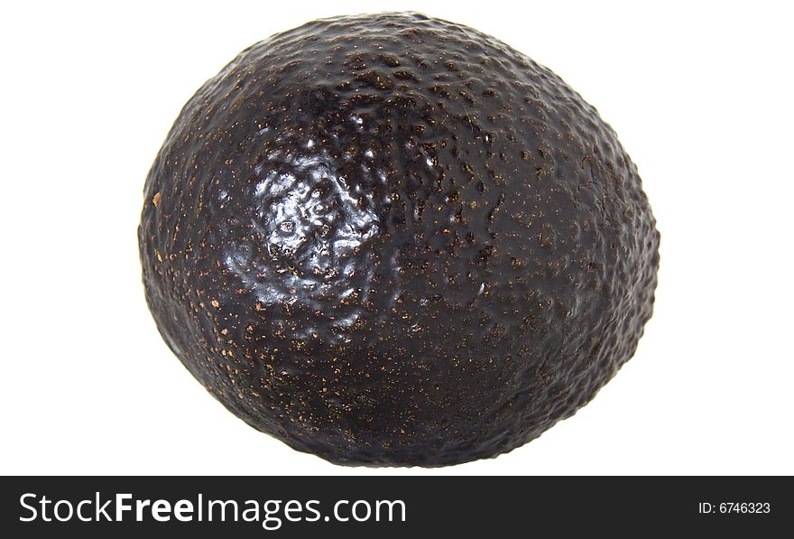 Isolated round avocado fruit on pure white background