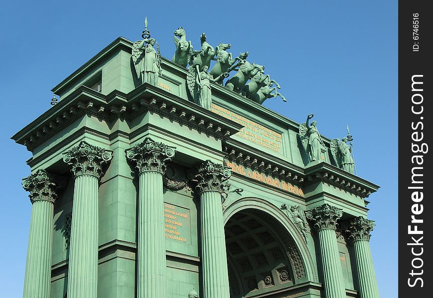 Triumphal arch Narvskije vorota, Saint-Petersburg, Russia. Triumphal arch Narvskije vorota, Saint-Petersburg, Russia