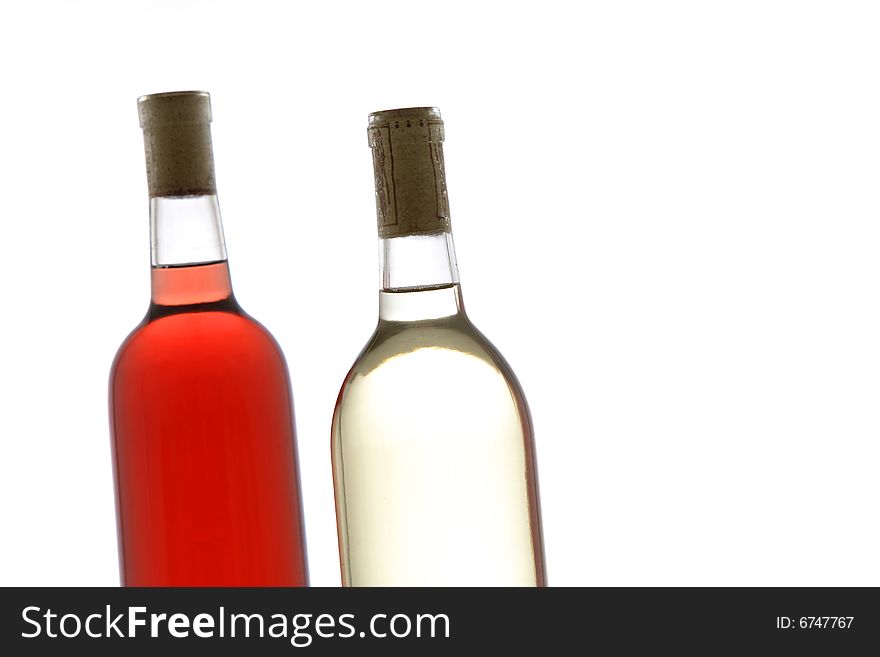 Two wine bottle red and white. Two wine bottle red and white