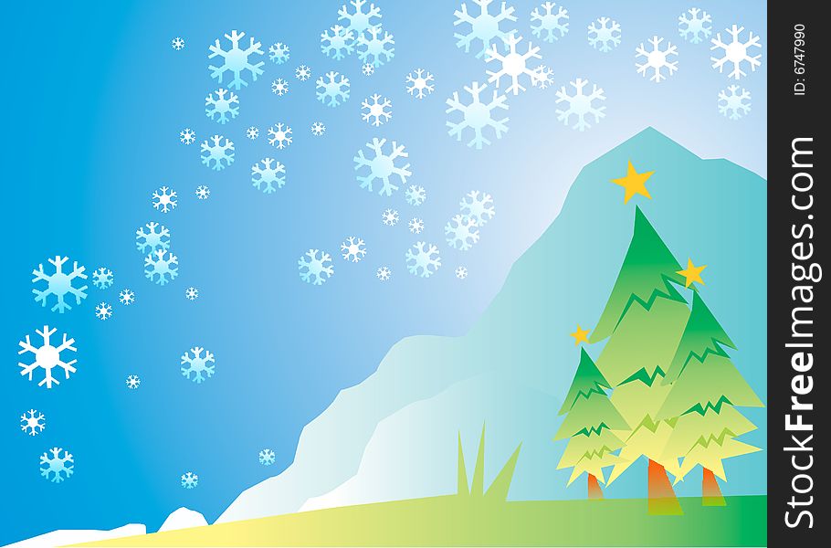 Christmas illustration - christmas tree on a blue background. Christmas illustration - christmas tree on a blue background