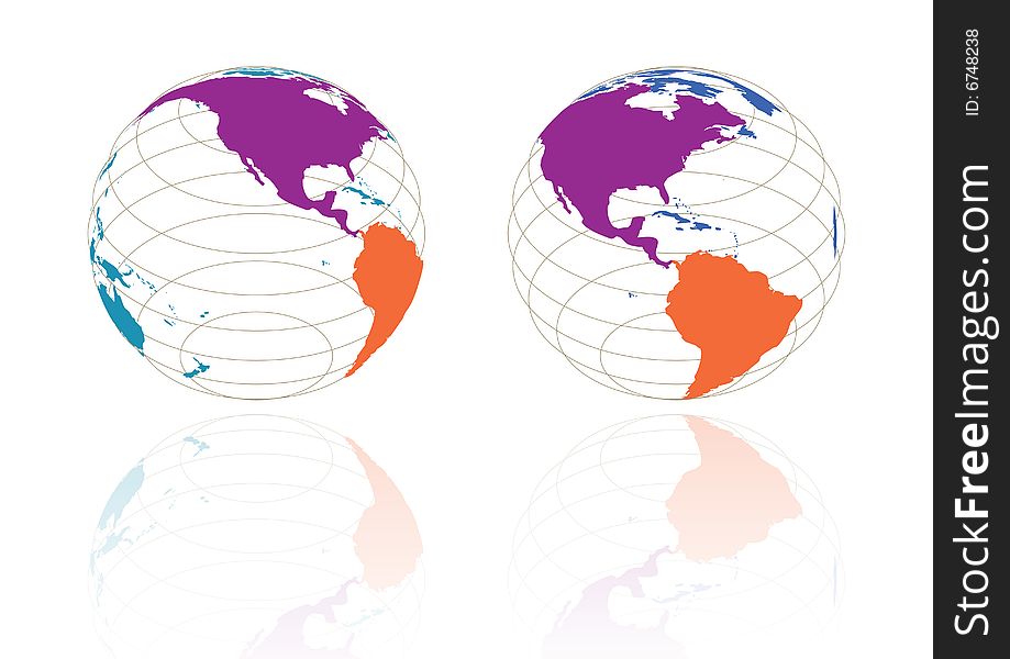 Two angle of usa map in reflection white background also vector. Two angle of usa map in reflection white background also vector