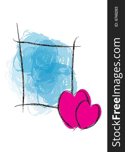 Valentine greeting card design on stroke art, vector. Valentine greeting card design on stroke art, vector