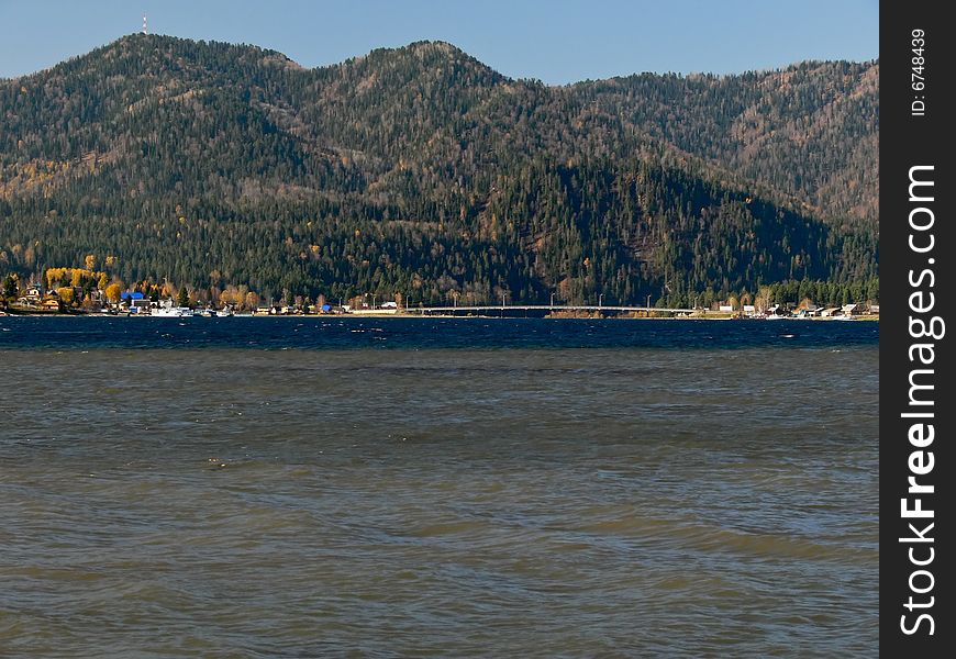 Landscape on lake Teletskoe