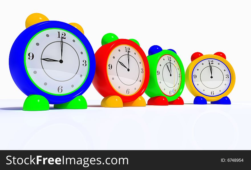 Modern children's bracket clock in the colour case. Modern children's bracket clock in the colour case