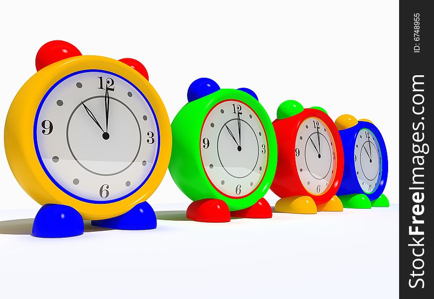 Modern children's bracket clock in the colour case. Modern children's bracket clock in the colour case