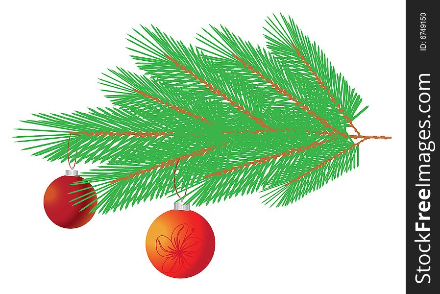 The vector illustration contains the image of Branch of christmas tree