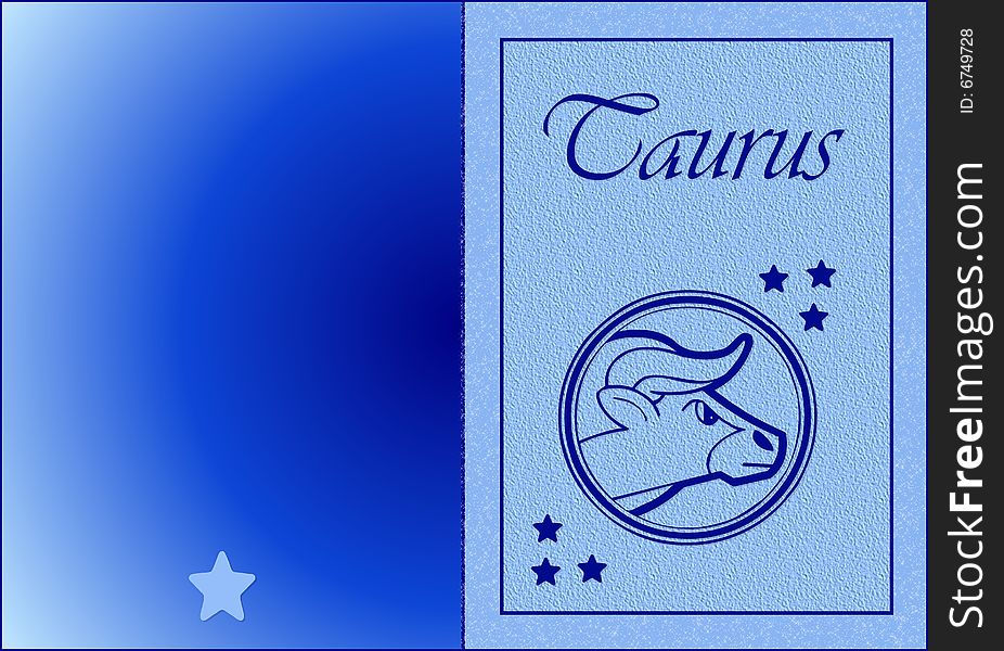 Taurus zodiac card- zodiac theme. Taurus zodiac card- zodiac theme