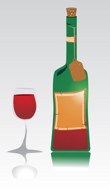 Red Wine Bottle And Glass Royalty Free Stock Photo
