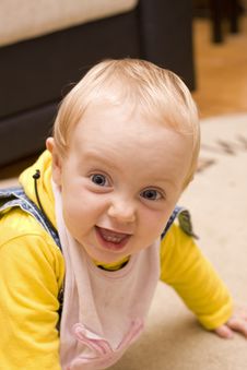Little Baby Girl Playing Stock Photo