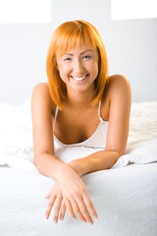 Young Woman Resting In Bed Stock Photo Young Woman Resting In Bed Stock Photo