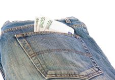 Bunch Of Euro Banknotes In The Back Pocket Royalty Free Stock Photography Bunch Of Euro Banknotes In The Back Pocket Royalty Free Stock Photography