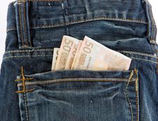 Bunch Of Euro Banknotes In The Back Pocket Stock Photos Bunch Of Euro Banknotes In The Back Pocket Stock Photos