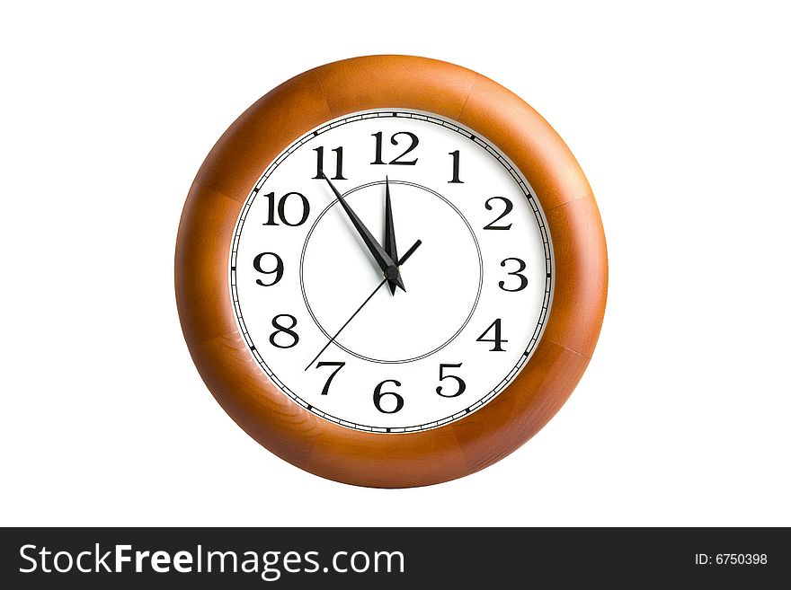 Round Clock Showing Time About Twelve