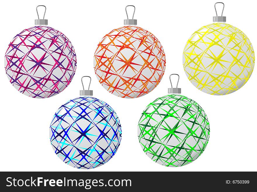 New Year's spheres for a christmas fur-tree in a vector