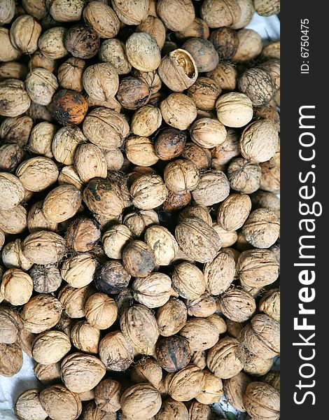 Brown walnuts background