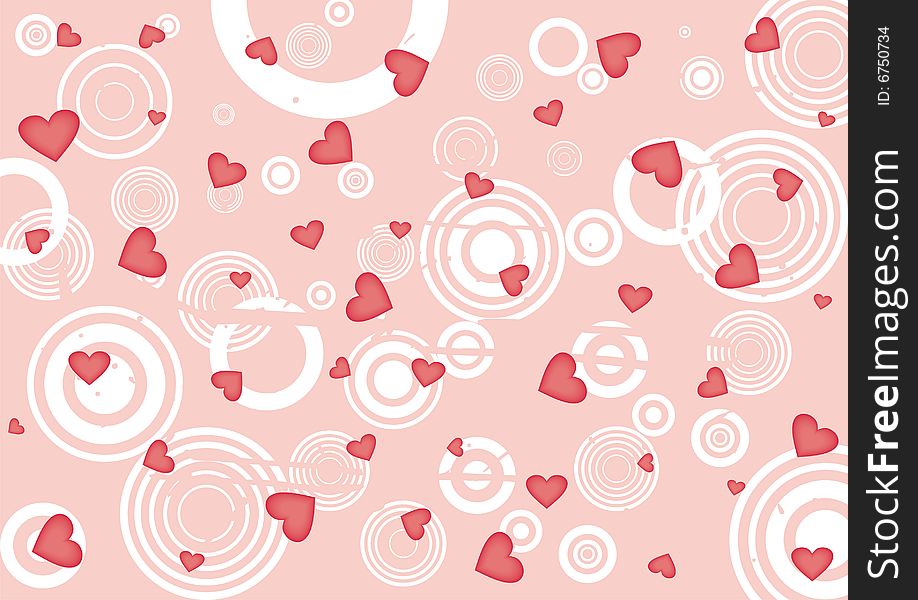 Red hearts on the grunge pink background. Red hearts on the grunge pink background