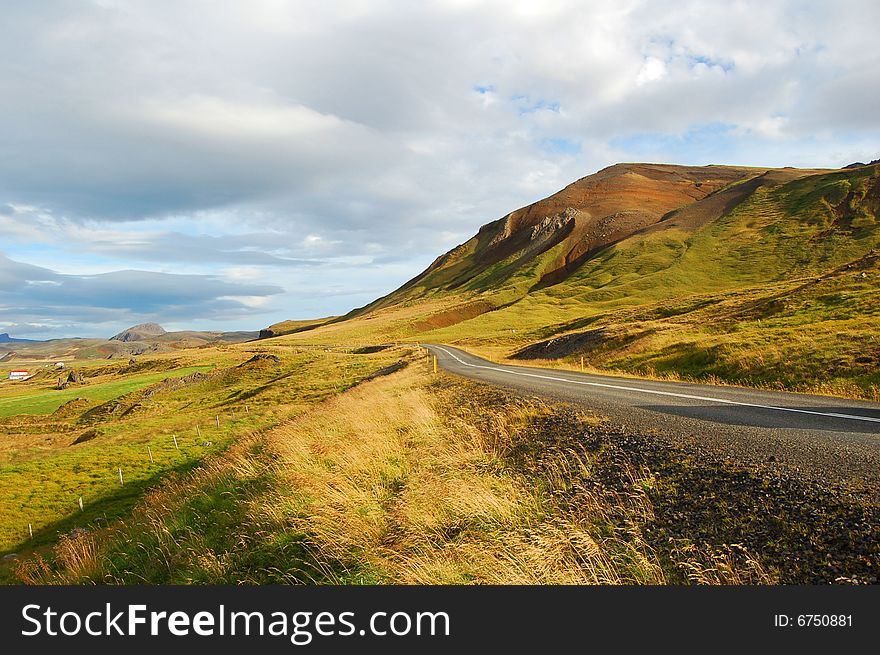 Small high land road in Iceland