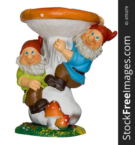 Dwarf on mushrooms (Objects with Clipping Paths). Dwarf on mushrooms (Objects with Clipping Paths)