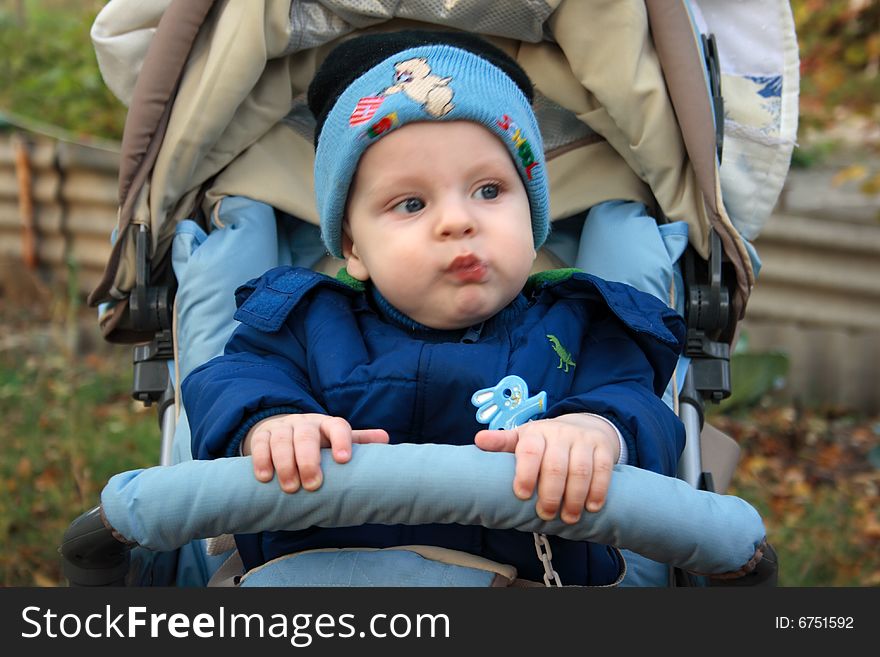 Close up of the thoughtful little boy