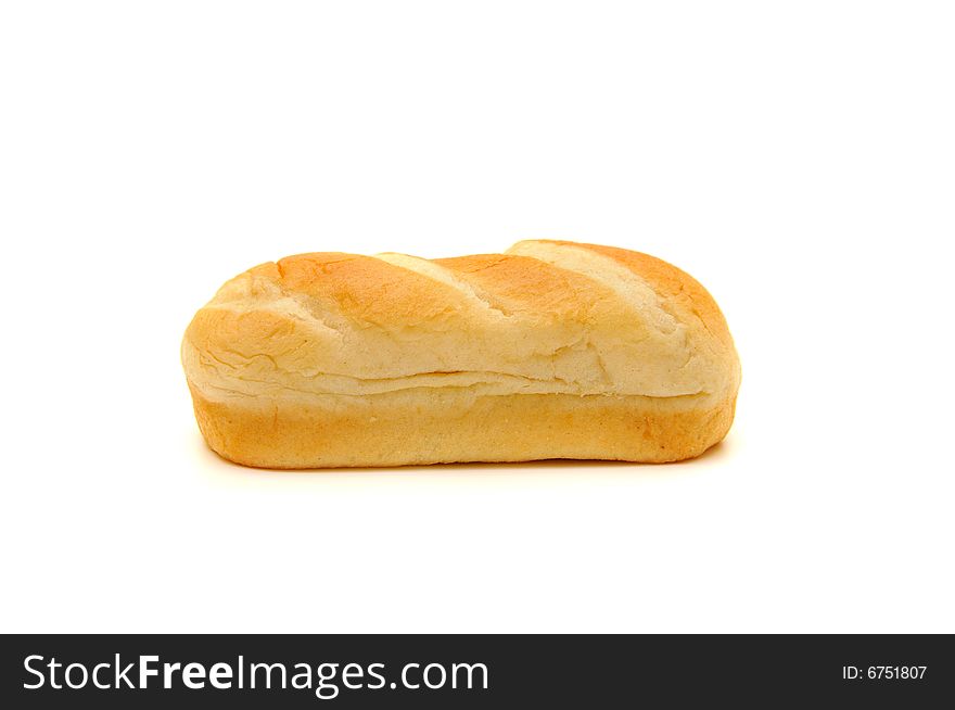 One fresh bread roll on white background