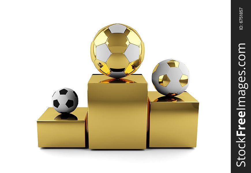 Football balls on golden cubes