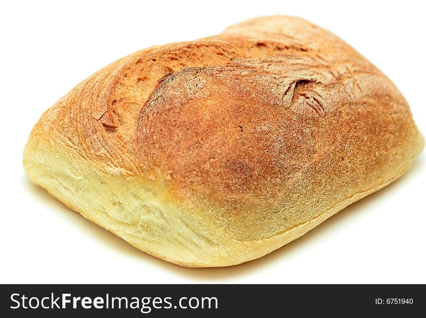 Typical home-made mediterranean bread isolated over white