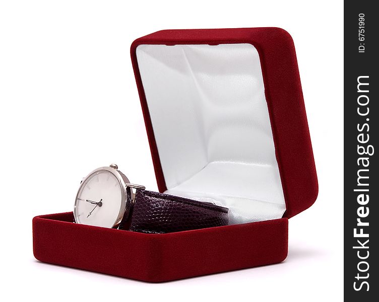 Men's gift wristwatch, close-up object