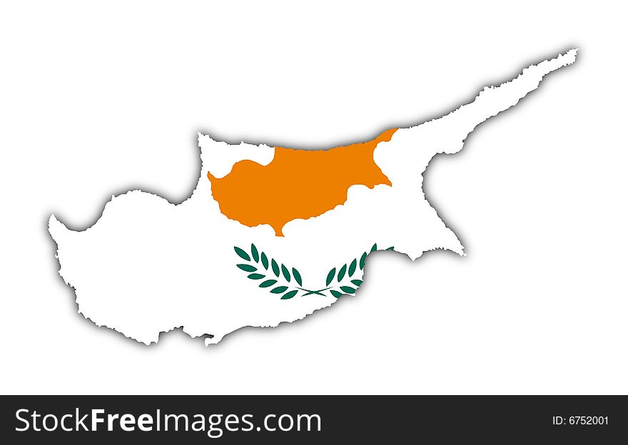 Map and flag of cyprus on white background