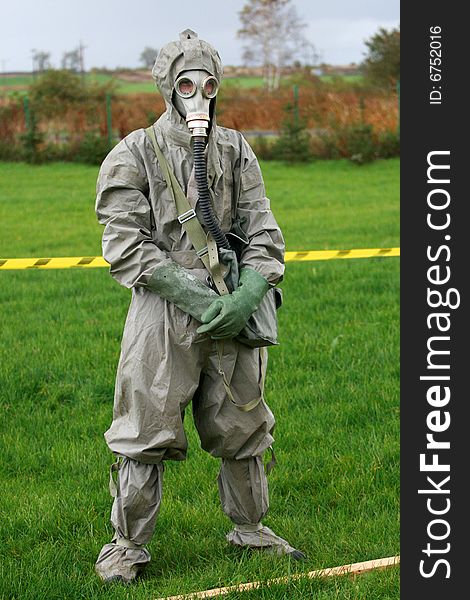 Soldier in the mask during exercise