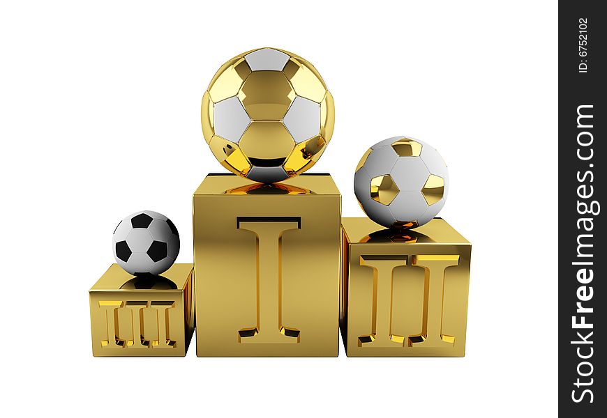 Football balls on golden cubes