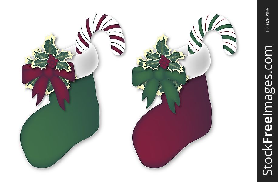 Illustration of two stockings on white background. Illustration of two stockings on white background