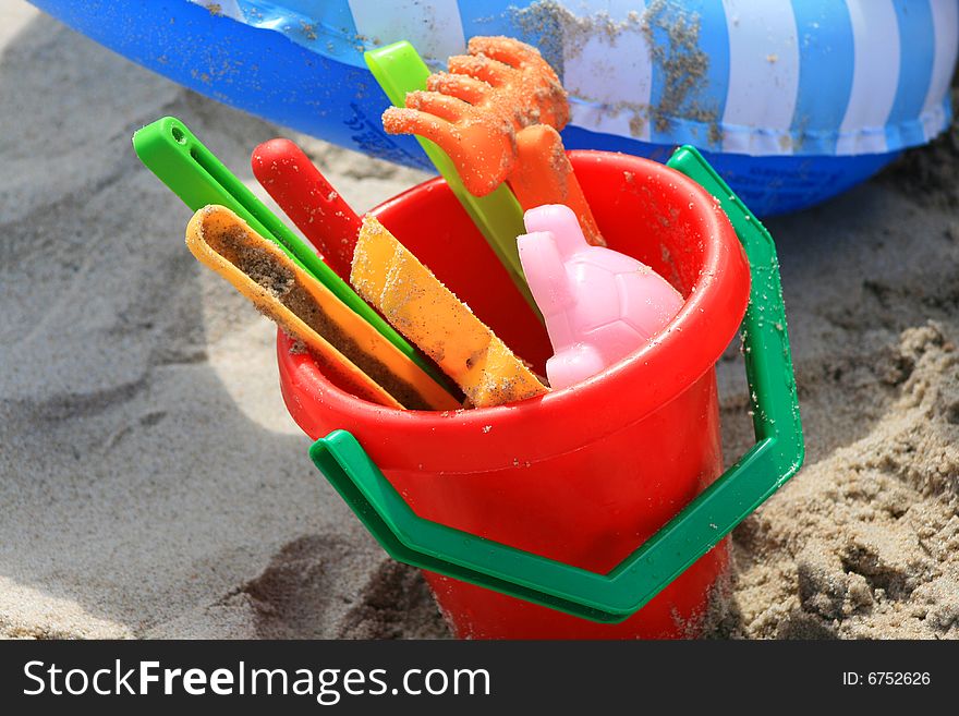 A set of toys for children to the beach. A set of toys for children to the beach