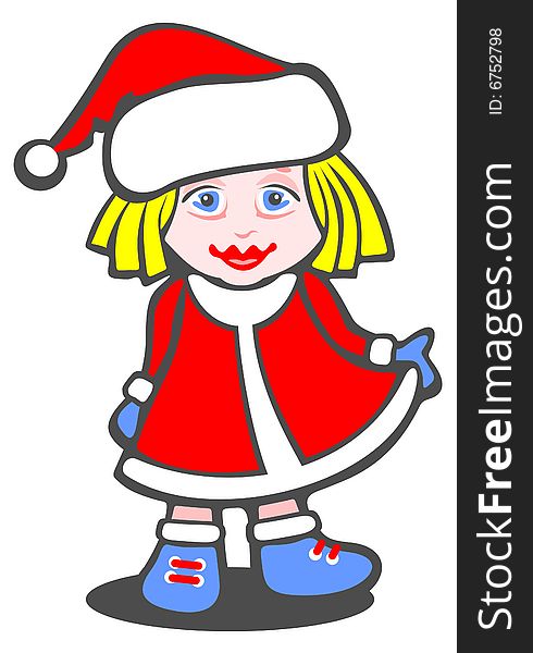 Cartoon little girl in christmas clothes. Christmas illustration. Cartoon little girl in christmas clothes. Christmas illustration..