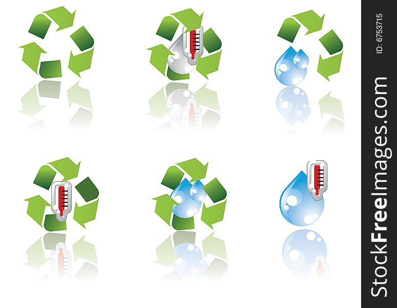 Environment icon set with reflection